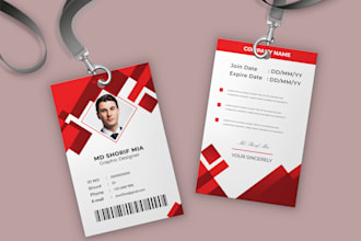 design highly professional id card name card lanyard badge