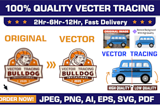 vector tracing, redraw, and convert any logo or image into high quality vector