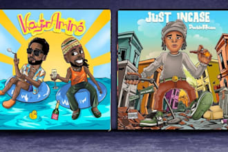 design a cartoon music cover for singles mixtapes and album