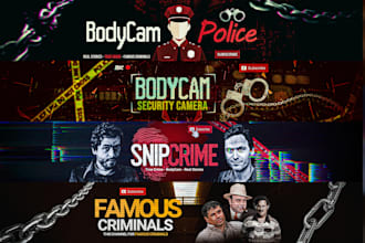 design youtube banner and logo for true crime channel