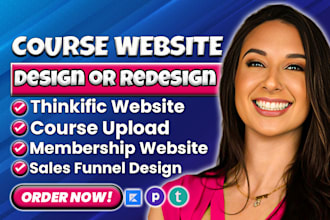 create elearning and educational website on teachable thinkific, learndash podia
