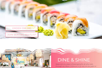 design restaurant website with ordering system, food website, catering website
