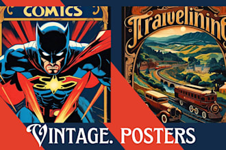create retro vintage poster for event art deco music travel movie illustration