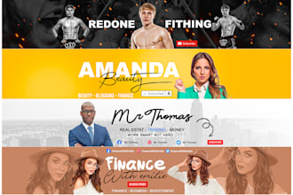 design banner youtube  real estate ,finance,fitness,minimalist ,beauty,business