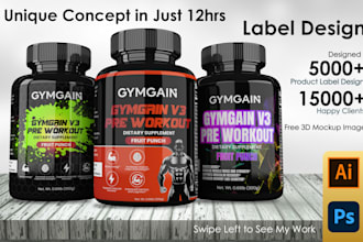 create all type of label, supplement label design, product label design