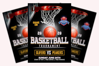 create stunning sport flyer, basketball, baseball, football