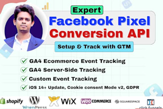 setup meta pixel facebook conversion api, server side, ga4 ecommerce tracking