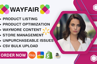 setup wayfair product listing optimization on etsy  shopify amazon walmart PPC