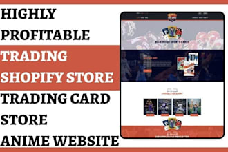 design trading shopify store trading card store gift card anime website
