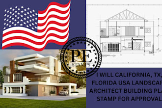 california, tx, florida USA landscape architect building plan stamp for approval