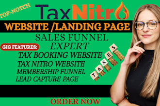 build tax nitro or tax booking website landing page and sales funnel