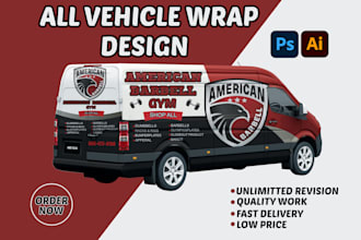 do professional van wrap design, vehicle wrap, car wrap design and truck wrap