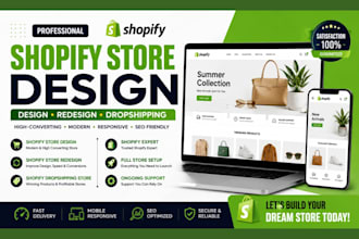 design shopify store, shopify store design dropshipping store as shopify expert