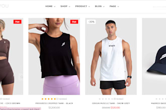 design sport wear fitness wear shopify store gym equipment athletic gear website