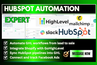 setup hubspot marketing automation integration with slack zapier mailchimp ghl