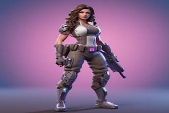 build 3d game character model, character design, fortnite style character, uefn