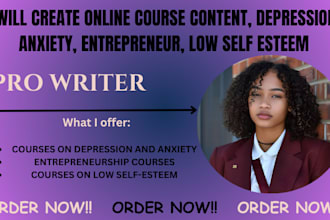 create online course content, depression, anxiety, entrepreneur, low self esteem