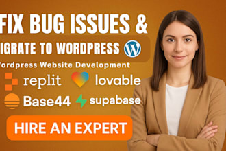 fix, deploy, migrate, lovable ai, base44 replit to wordpress website development