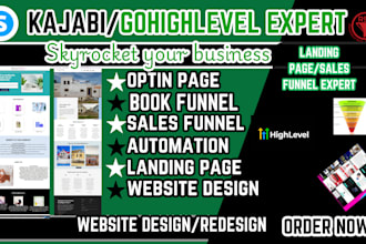 build gohighlevel landing page, kajabi website, gohighlevel automation, ghl