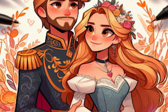 create disney pixar style cartoon portraits for you
