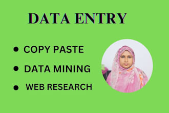 do data entry, copy paste, web research, typing job