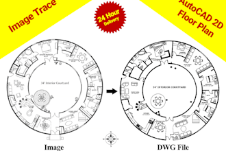 redraw floor plan in autocad, sketchup, dwg, skp, ai, esp