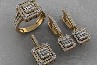 make elegant 3d cad jewelry design, rendering 3d print jewelry realistic model