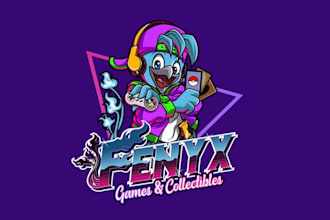 playful phoenix mascot logo retro reseller