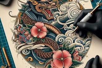 create japanese or oriental tattoo design for you
