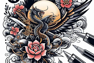 design a japanese hannya mask tattoo for you