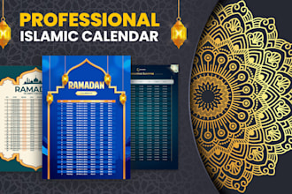design ramadan calendar, islamic calendar, or timetable