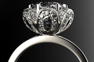 3d model engagement ring, 3d cad jewelry design and rendering 3d printing zbrush