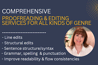grammar check, spell check, edit and proofread your document as a book editor