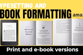 do book typesetting, editing, formatting and book layout design for amazon kdp