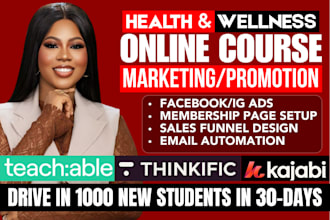 do kajabi online course promotion, teachable, thinkific marketing sales funnel