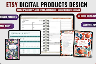 etsy digital product design, etsy digital planner, hyperlinked planner, etsy seo