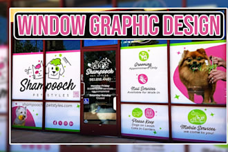 design amazing storefront, shopfront window graphic designs