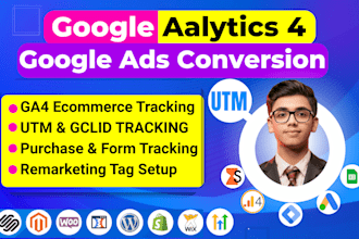 google analytics 4 setup, utm, gclid, shopify ads conversion tracking, ga4, GTM