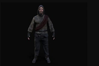 low poly game ready character, pbr texture, game character rig,ue5 modular model
