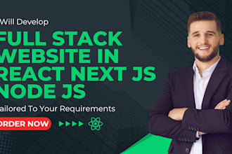 develop stack full website in react next js node js