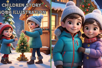 design 3d children book illustration, children storybook illustration,book cover