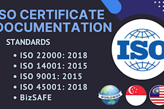 provide iso 9001, 14001, 22000, 45001 and bizsafe support
