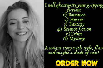 ghostwrite or rewrite your fiction book with a unique plot
