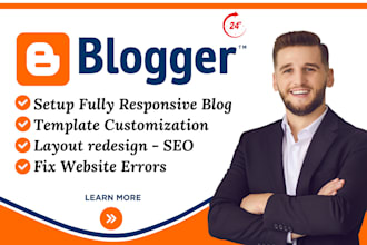 customize or redesign blogspot website or blogger template theme