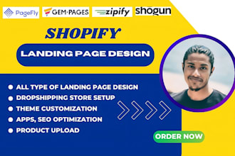design shopify pagefly landing page, product page