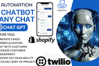 develop chatbot using twilio, diagflow, manychat for social media and website