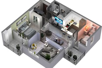 tranform 2d to3d floor plan,3d house furniture,v tour,commercial studio,interior