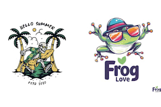 create hand drawn beach frog logo for your business