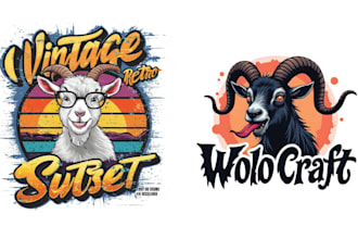 do creative hunting goat logo and t shirt design