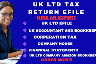 efile UK tax return as cpa, corperation tax, UK account bookkeeping, vat, utr